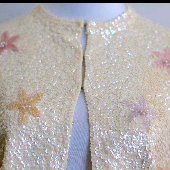 1950’s Vintage Beaded Hand Sewn Cardigan - Picture 2 of 7